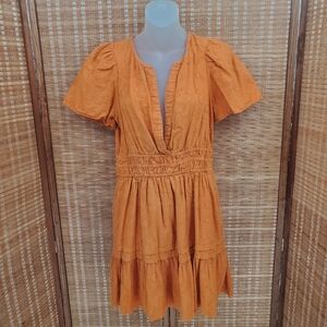 ☆ Anthropologie The Somerset Texture Puff Sleeve Midi Dress Size Medium